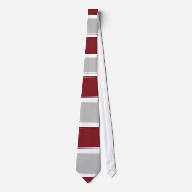 Merlot-Silber und Weiß Horizontal-Gestreift Krawatte (Vorderseite)