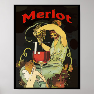 Merlot Trauben, Wein Poster