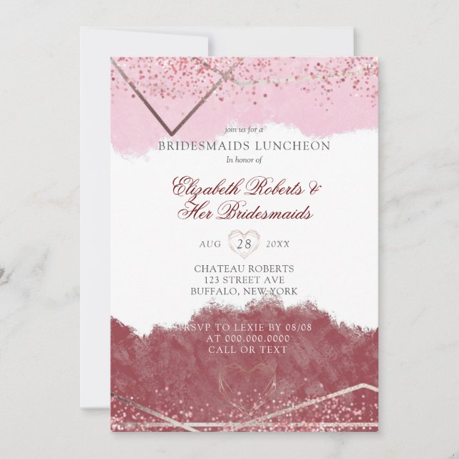Merlot und Blush Pink Bridesmaids Luncheon (Vorderseite)
