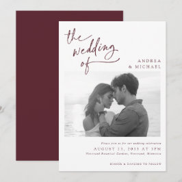 Merlot Wine Burgundy Modernes Foto Hochzeit Einladung