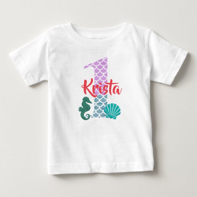 Mermaid 1. Geburtstag Custom Shirt (Vorderseite)