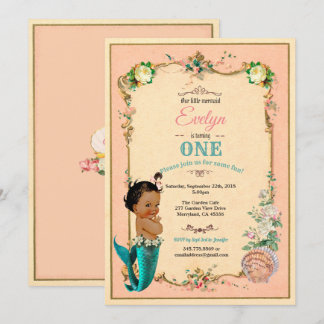 Mermaid 1. Geburtstag Einladung pink