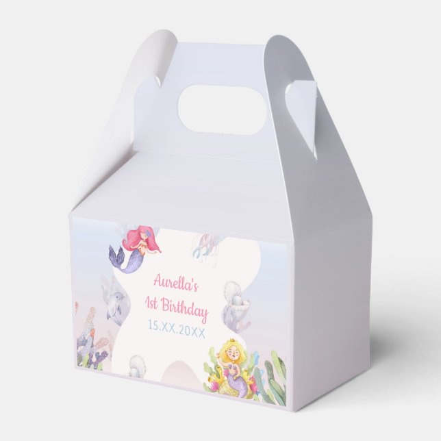 Mermaid 1. Geburtstags-Girl-Party Geschenkschachtel (Vorderseite)