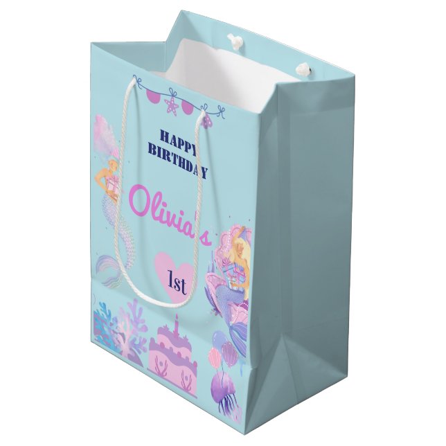 Mermaid 1er Anniversaire Sous Sac Cadeau Mer (Devant Angle)