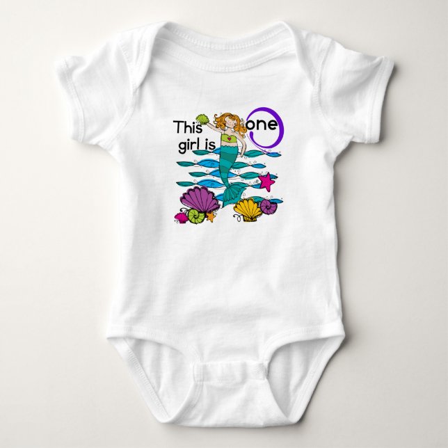 Mermaid 1er Anniversaire Tshirts et cadeaux (Devant)