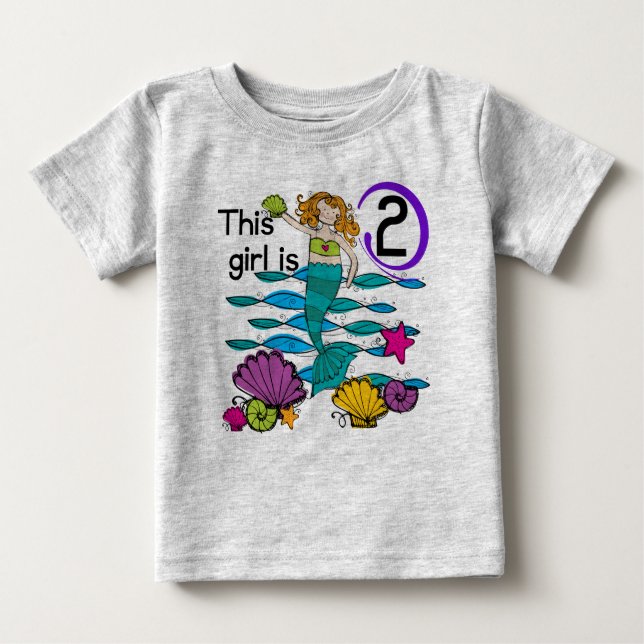 Mermaid 2. Geburtstag Tshirts und Geschenke (Vorderseite)