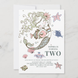 Mermaid 2. Geburtstagsfeier Party Einladung