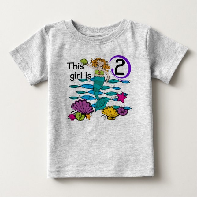 Mermaid 2e Anniversaire Tshirts et cadeaux (Devant)