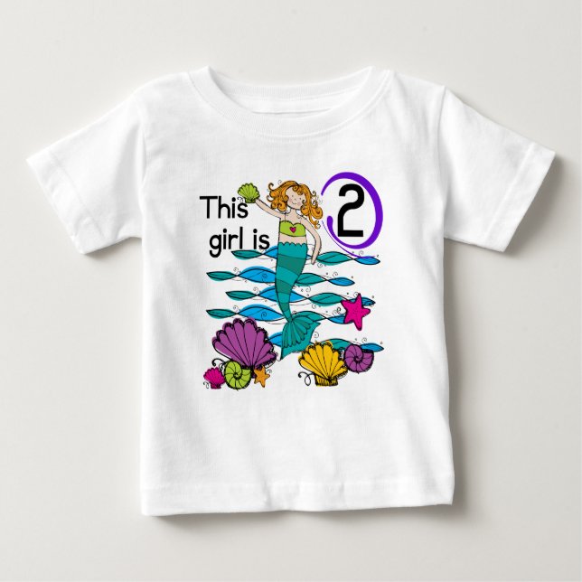 Mermaid 2e Anniversaire Tshirts et cadeaux (Devant)