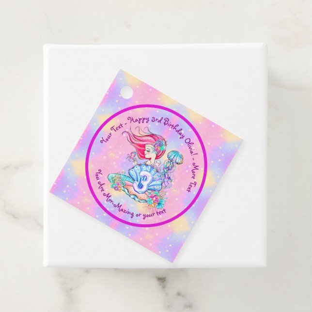 Mermaid 3. Geburtstag Ändern Text anpassen Geschenkanhänger (Beispiel)