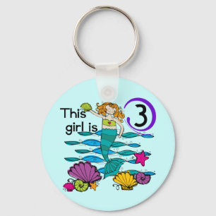 Mermaid 3. Geburtstag T Shirts und Geschenke Schlüsselanhänger