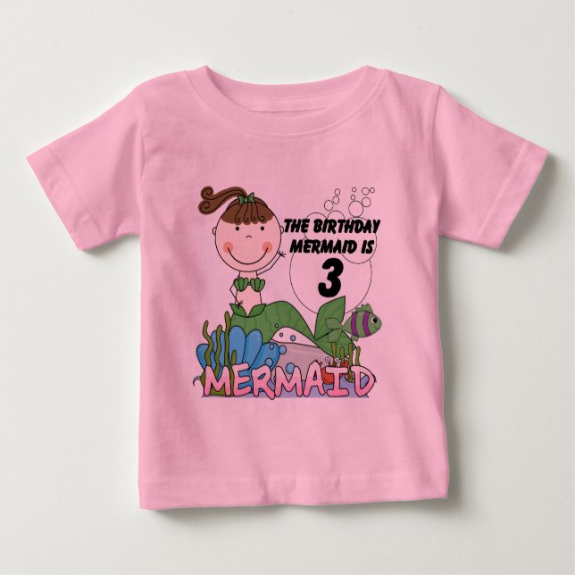 Mermaid 3. Geburtstag Tshirts und Geschenke (Vorderseite)