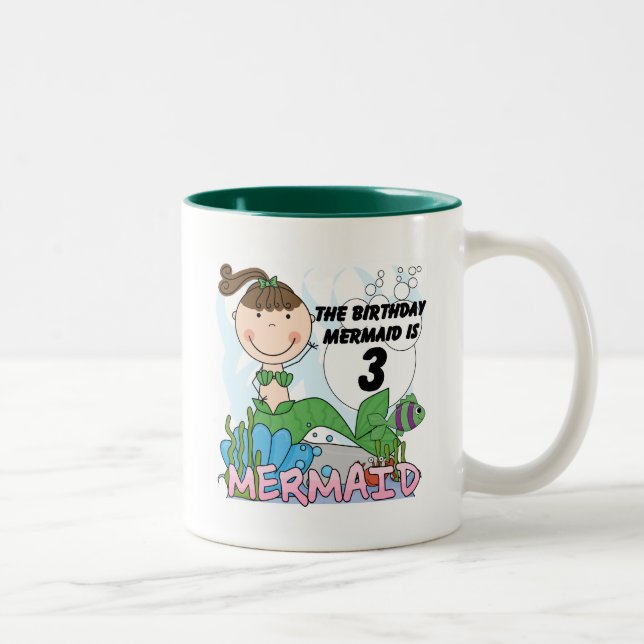 Mermaid 3. Geburtstag Tshirts und Geschenke Zweifarbige Tasse (Rechts)