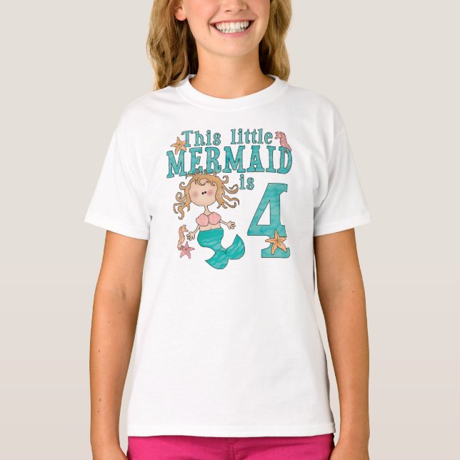 Mermaid 4. Geburtstag T-Shirt (Vorderseite)