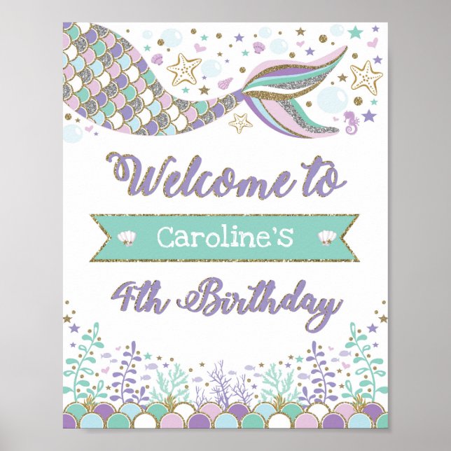 Mermaid 4e anniversaire Affiche de bienvenue sous  (Devant)