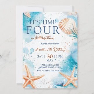 Mermaid 4th Birthday Einladung