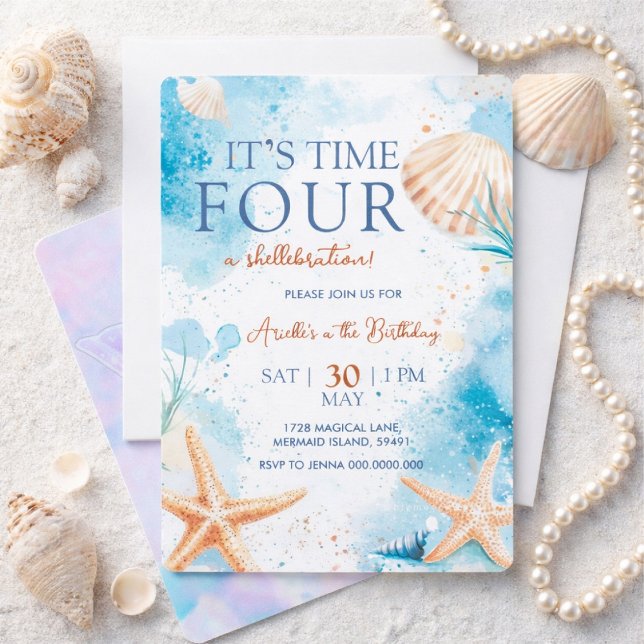 Mermaid 4th Birthday Einladung (Von Creator hochgeladen)