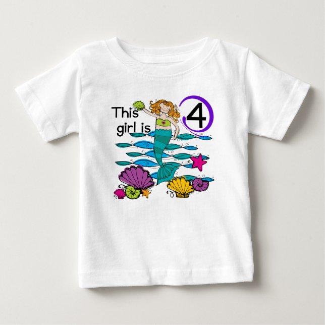 Mermaid 4th Birthday Tshirts and Gifts (Devant)