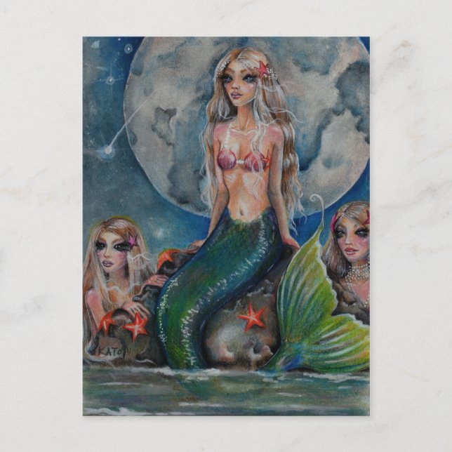 Mermaid Abend Postkarte (Vorderseite)