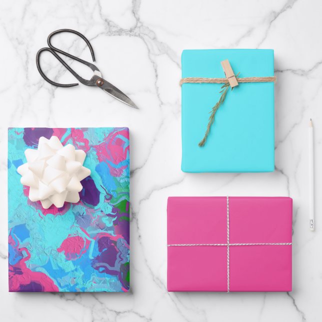 Mermaid Abstrakt Spritzer Geschenkpapier Set (Vorderseite)