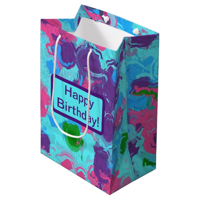 Mermaid Abstrakt Spritzer Mittlere Geschenktüte (Vorderseite Schrägansicht)