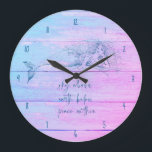 Mermaid Affirmation Ombre  Große Wanduhr<br><div class="desc">Mermaid Affirmation bunt ombre Design Wanduhr,  die lautet - Himmel oben,  Erde unten,  Frieden innen.</div>
