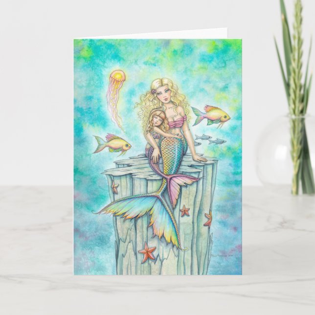 Mermaid and Daughter Fantasy Art von Molly Harriso Karte (Vorderseite)