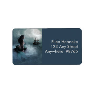 Mermaid and Pirate Ship Adressaufkleber