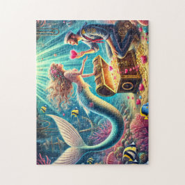 Mermaid and Sailor Romantic Underwater Treasure
