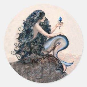 Mermaid and the Rose Runder Aufkleber