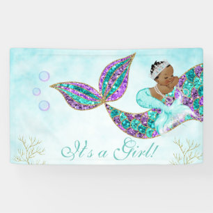 Mermaid Anniversaire Bannière Afro-Américaine
