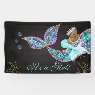 Mermaid Anniversaire Bannière Afro-Américaine