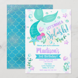 Mermaid Anniversaire Invitation / Piscine Fête
