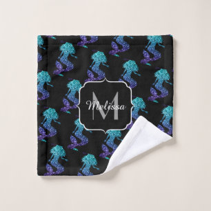 Mermaid aqua bleu ombre motif Monogramme