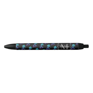Mermaid aqua blue ombre Glitzern muster Monogram Kugelschreiber