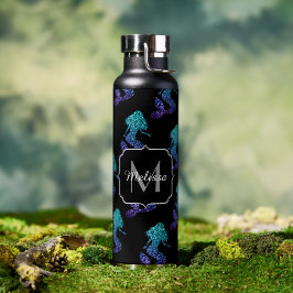 Mermaid aqua blue ombre Glitzern muster Monogram Trinkflasche
