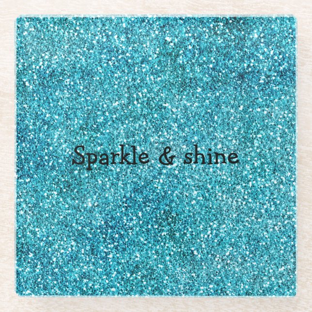 Mermaid Aqua Glitz Glitzer Glasuntersetzer (Vorderseite)