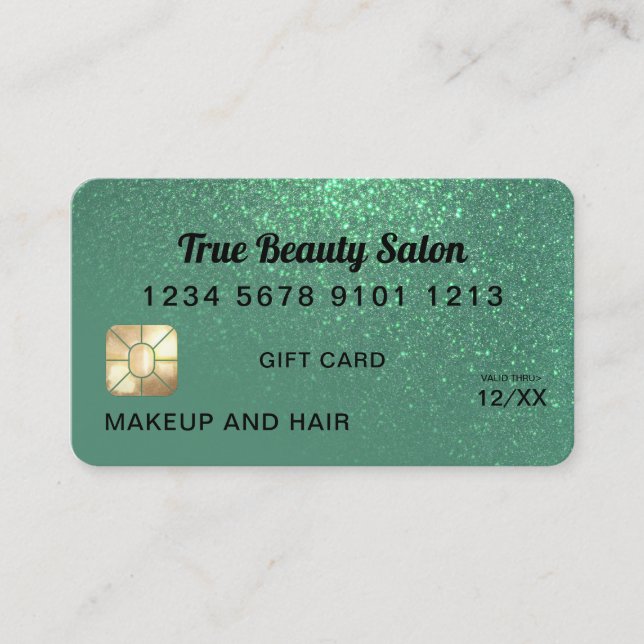Mermaid Aquamarin Glitzer Kreditkarte Geschenkguts Visitenkarte (Vorderseite)