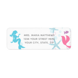 Mermaid Aquamarin rosa Lila Adressenmarken