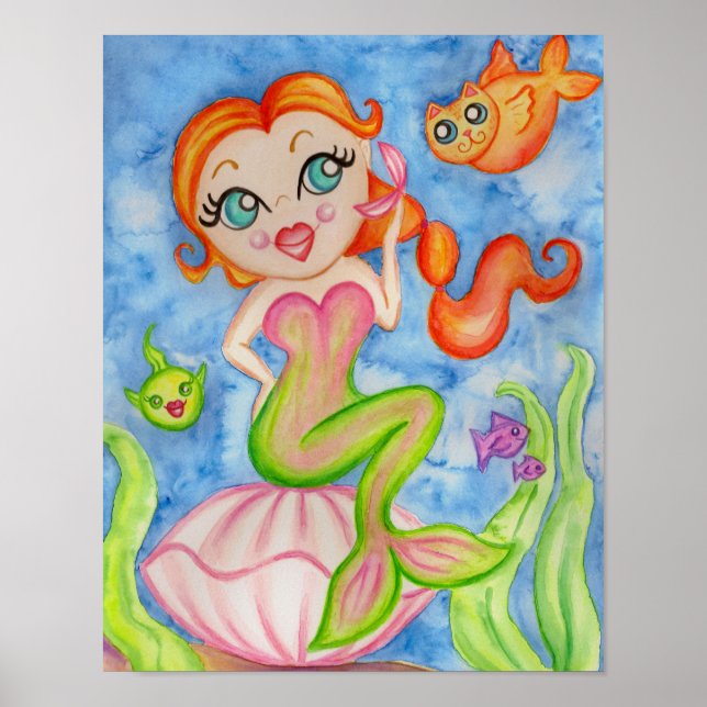 Mermaid Art Poster Print (Vorne)