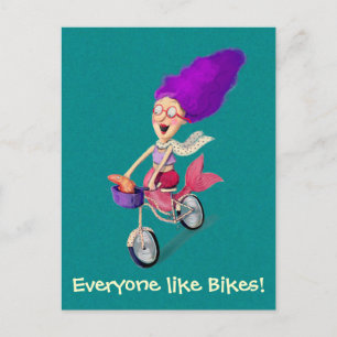Mermaid auf dem Bike Postkarte