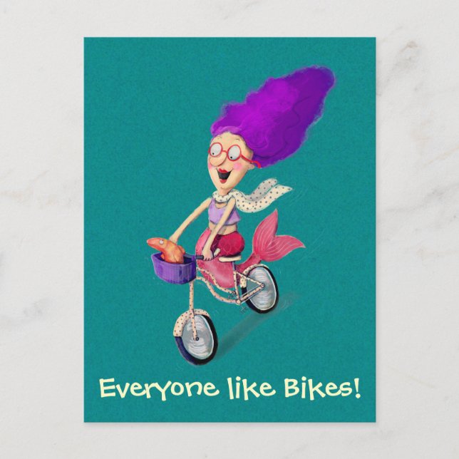 Mermaid auf dem Bike Postkarte (Vorderseite)