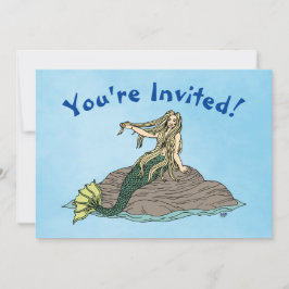 Mermaid auf Steinen Einladung