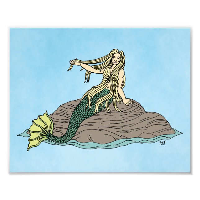 Mermaid auf Steinen Fotodruck (Vorne)
