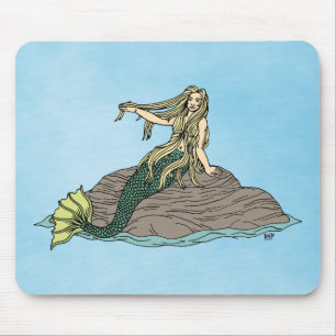Mermaid auf Steinen Mousepad