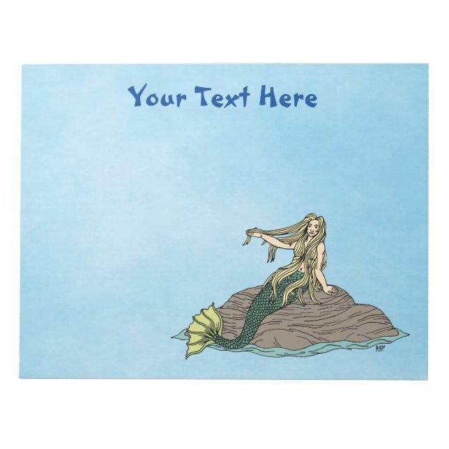 Mermaid auf Steinen Notizblock (Vorderseite)