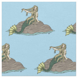 Mermaid auf Steinen Stoff