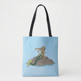 Mermaid auf Steinen Tasche