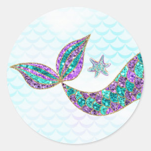 Mermaid Aufkleber Glitzer, Unter Meer Vielen Dank
