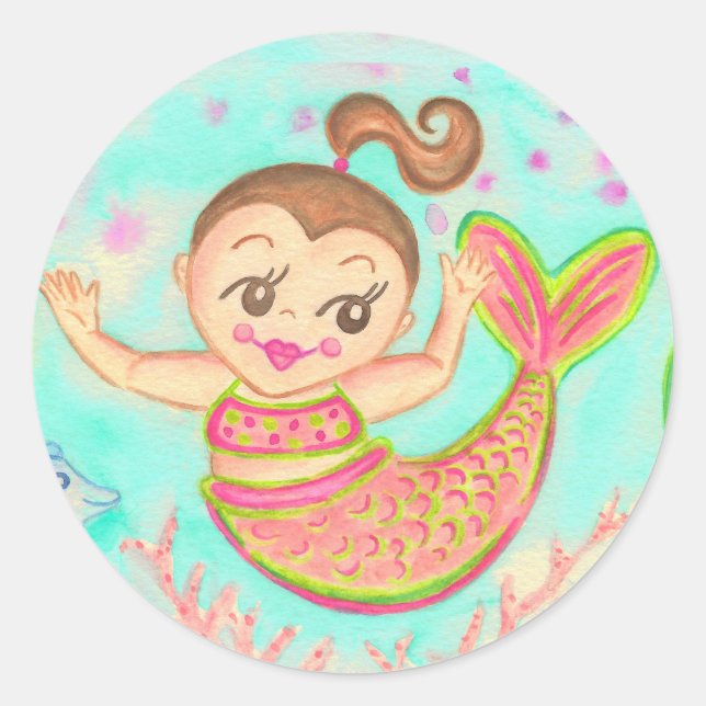Mermaid-Aufkleber Runder Aufkleber (Vorderseite)